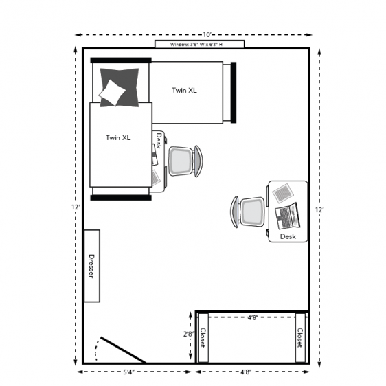 Illustration of a room's layout and furniture